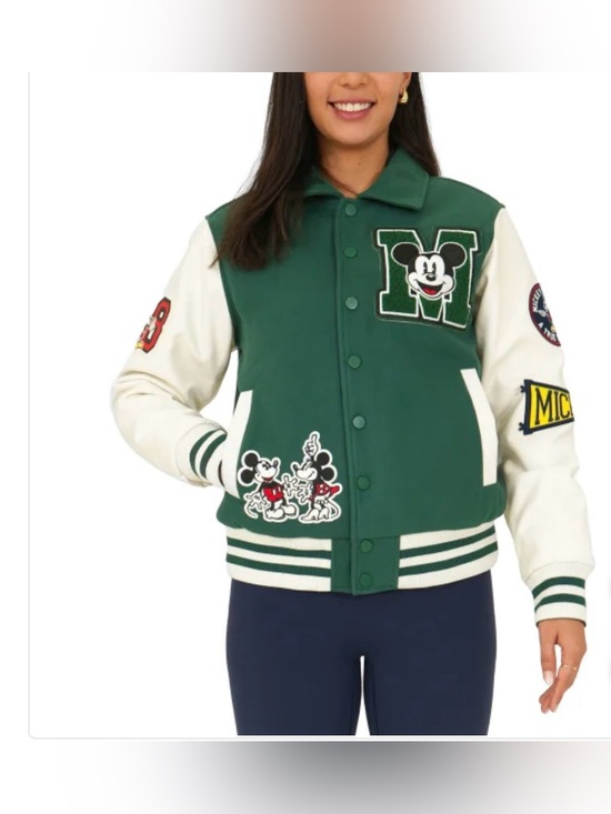 Disney Jackets & Blazers - Disney Unisex Green and White Varsity Mickey Patch Jacket